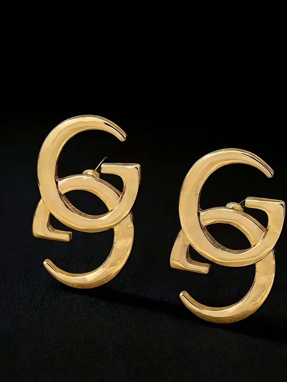 Gold Interlocking  Earrings - Women Jewelry - Picture 4 of 5